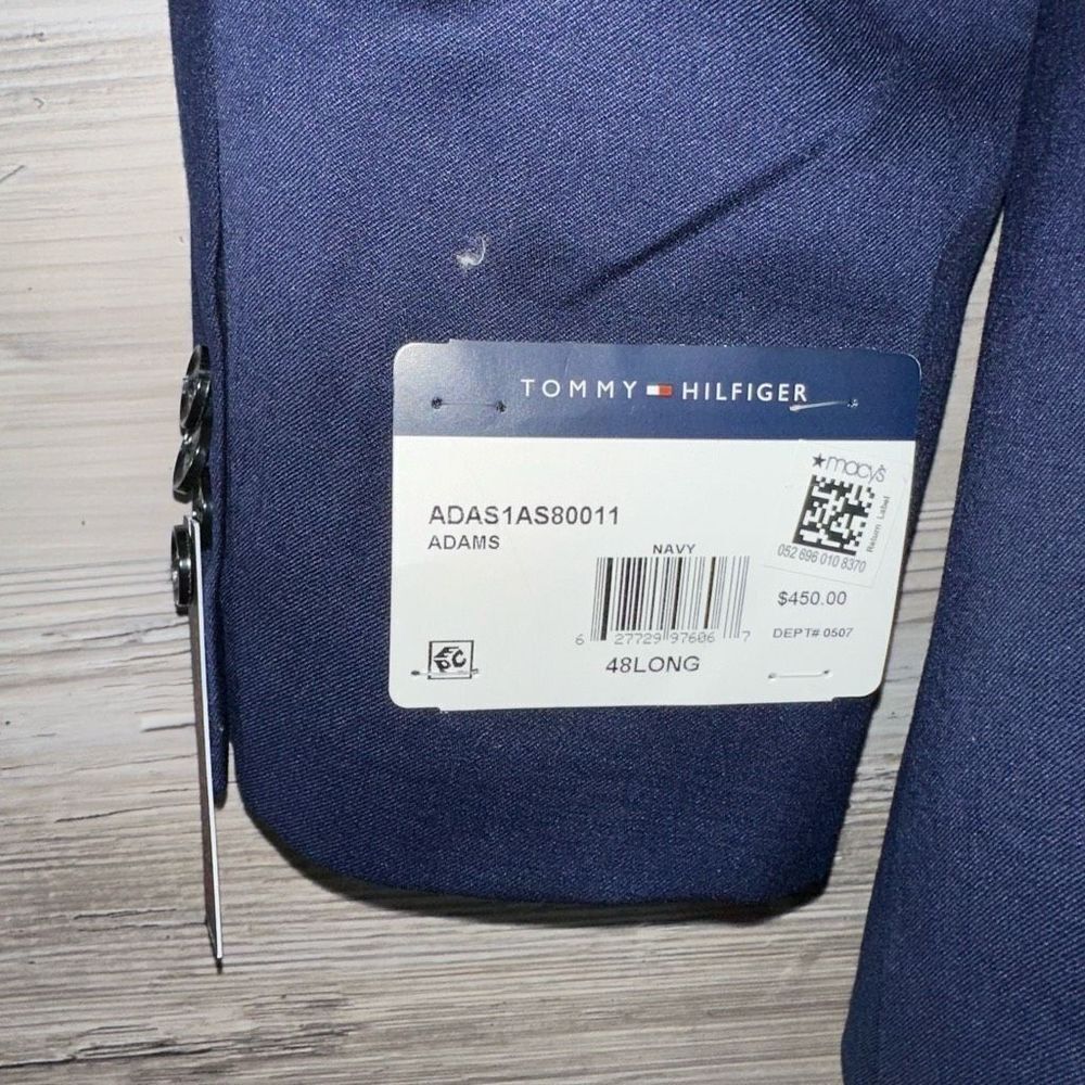 Tommy Hilfiger Men's Navy Blue Modern Fit Long-Sleeve Suit Jacket Size 48L NWT - Picture 4 of 10